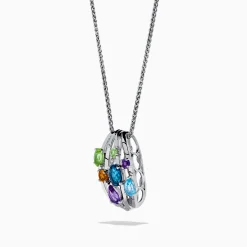 Necklaces & Pendants|Effy Jewelry 925 Sterling Silver Multi Color Gemstone and Diamond Pendant