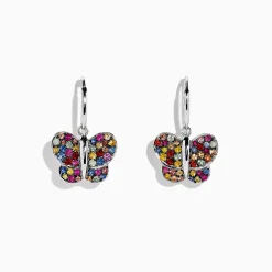 Earrings|Effy Jewelry 925 Sterling Silver Multi Sapphire Butterfly Earrings, 1.62 TCW