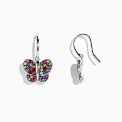 Earrings|Effy Jewelry 925 Sterling Silver Multi Sapphire Butterfly Earrings, 1.62 TCW