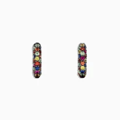 Earrings|Effy Jewelry 925 Sterling Silver Multi Sapphire Splash Huggie Earrings, 1.98 TCW