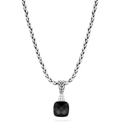 Necklaces & Pendants|Effy Jewelry 925 Sterling Silver Onyx and Diamond Pendant, 4.93 TCW