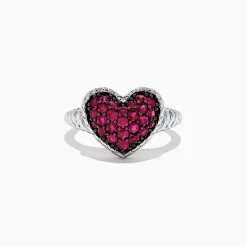 Rings|Effy Jewelry 925 Sterling Silver Ruby Heart Ring, 1.02 TCW