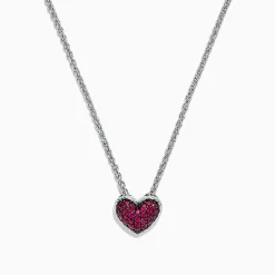 Necklaces & Pendants|Effy Jewelry 925 Sterling Silver Ruby Heart Pendant, 0.65 TCW