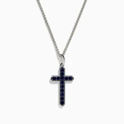 Necklaces & Pendants|Effy Jewelry 925 Sterling Silver Sapphire Cross Pendant