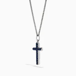Necklaces & Pendants|Effy Jewelry 925 Sterling Silver Sapphire Cross Pendant