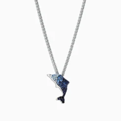 Necklaces & Pendants|Effy Jewelry 925 Sterling Silver Sapphire Splash Dolphin Pendant, 1.30 TCW