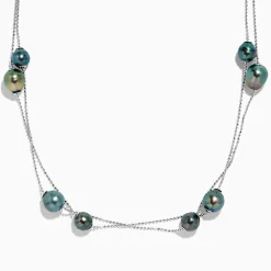 Necklaces & Pendants|Effy Jewelry 925 Sterling Silver Tahitian Pearl Station Necklace