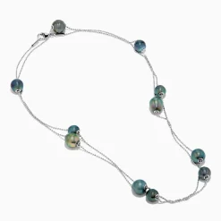 Necklaces & Pendants|Effy Jewelry 925 Sterling Silver Tahitian Pearl Station Necklace