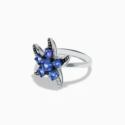 Rings|Effy Jewelry 925 Sterling Silver Tanzanite and Diamond Starfish Ring