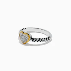 Rings|Effy Jewelry 925 Sterling Silver Two Tone Gold Plated Diamond Heart Ring