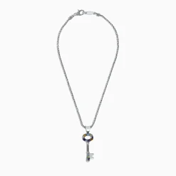 Necklaces & Pendants|Effy Jewelry 925 Sterling Silver u0026 18K Gold Multi Gemstone Key Pendant, 2.29 TCW