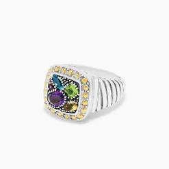 Rings|Effy Jewelry 925 Sterling Silver u0026 18K Gold Accent Multi Gemstone Ring, 1.54 TCW