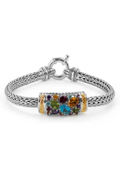 Bracelets|Effy Jewelry 925 Sterling Silver u0026 18K Gold Multi Gemstone Bracelet, 3.25 TCW