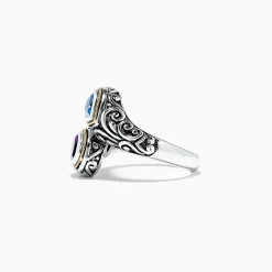 Rings|Effy Jewelry 925 Sterling Silver u0026 18K Gold Topaz and Amethyst Ring, 1.62 TCW