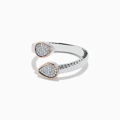 Rings|Effy Jewelry 925 Sterling Silver u0026 14K Rose Gold Diamond Bypass Ring