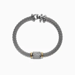 Bracelets|Effy Jewelry 925 Sterling Silver u0026 18K Yellow Gold Diamond Bracelet, 0.53 TCW