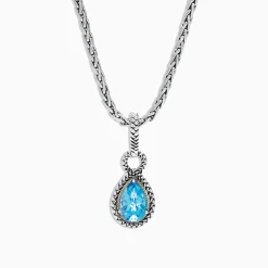 Necklaces & Pendants|Effy Jewelry 925 Sterling Silver u0026 18K Yellow Gold Blue Topaz Pendant, 3.14 TCW