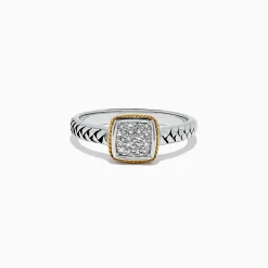 Rings|Effy Jewelry 925 Sterling Silver u0026 18K Yellow Gold Accented Diamond Ring, 0.07