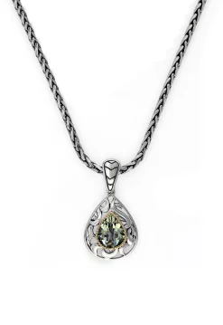 Necklaces & Pendants|Effy Jewelry 925 Sterling Silver u0026 18K Yellow Gold Green Amethyst Pendant, 2.75 TCW