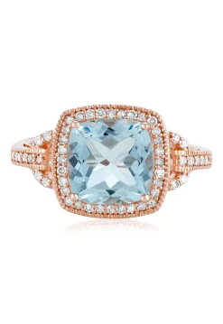 Rings|Effy Jewelry Aquarius 14K Rose Gold Aquamarine and Diamond Ring, 3.10 TCW