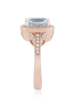 Rings|Effy Jewelry Aquarius 14K Rose Gold Aquamarine and Diamond Ring, 3.10 TCW