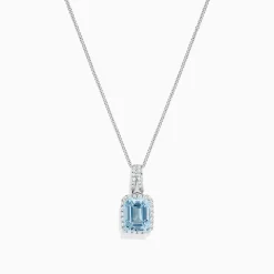 Necklaces & Pendants|BH Multi Aquarius 14K White Gold Aquamarine and Diamond Pendant, 2.62 TCW
