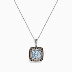 Necklaces & Pendants|BH Multi Aquarius 14K White Gold Aquamarine and Diamond Pendant, 2.72 TCW