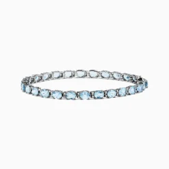 Bracelets|Effy Jewelry Aquarius 14K White Gold Aquamarine Tennis Bracelet 8.23 TCW