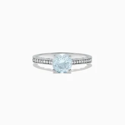 Rings|BH Multi Aquarius 14K White Gold Aquamarine and Diamond Ring, 1.09 TCW