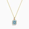 Necklaces & Pendants|Effy Jewelry Aquarius 14K Yellow Gold Aquamarine and Diamond Pendant