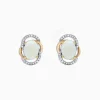 Earrings|Effy Jewelry Aurora 14K Two Tone Gold Opal and Diamond Stud Earrings, 2.06 TCW
