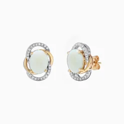 Earrings|Effy Jewelry Aurora 14K Two Tone Gold Opal and Diamond Stud Earrings, 2.06 TCW