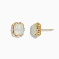 Earrings|Effy Jewelry Aurora 14K Yellow Gold Diamond and Opal Stud Earrings