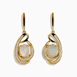 Earrings|Effy Jewelry Aurora 14K Yellow Gold Opal and Diamond Earrings