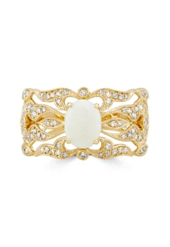 Rings|Effy Jewelry Aurora 14K Yellow Gold Opal and Diamond Ring, 0.97 TCW