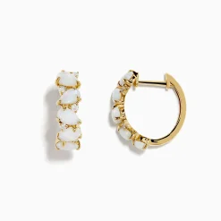 Earrings|Effy Jewelry Aurora 14K Yellow Gold Opal and Diamond Hoop Earrings
