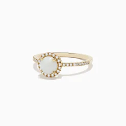 Rings|BH Multi Aurora 14K Yellow Gold Opal and Diamond Ring, 0.72 TCW