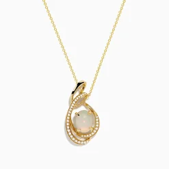 Necklaces & Pendants|Effy Jewelry Aurora 14K Yellow Gold Opal and Diamond Pendant