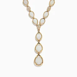Necklaces & Pendants|Effy Jewelry Aurora 14K Yellow Gold Opal and Diamond Y Necklace