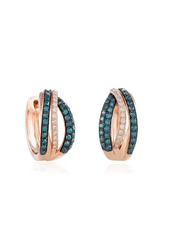 Earrings|Effy Jewelry Bella Bleu 14K Rose Gold Blue and White Diamond Earrings, 0.51 TCW