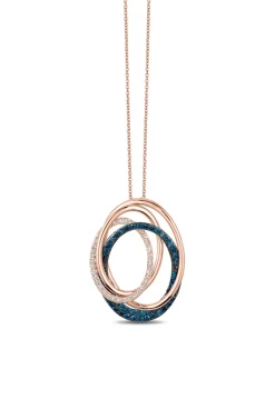 Necklaces & Pendants|Effy Jewelry Bella Bleu 14K Rose Gold Blue and White Diamond Pendant, 0.45 TCW