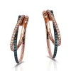 Earrings|Effy Jewelry Bella Bleu 14K Rose Gold Blue and White Diamond Earrings, 0.58 TCW