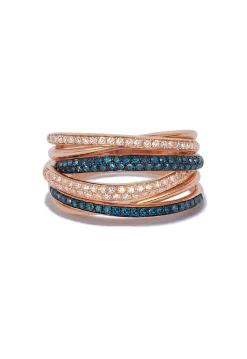 Rings|Effy Jewelry Bella Bleu 14K Rose Gold Blue and White Diamond Ring, 0.56 TCW