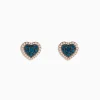 Earrings|Effy Jewelry Bella Bleu 14K Rose Gold Blue and White Diamond Heart Earrings
