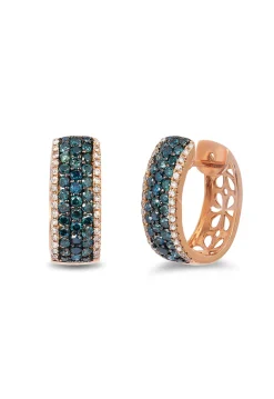 Earrings|Effy Jewelry Bella Bleu 14K Rose Gold Blue and White Diamond Earrings, 1.30 TCW