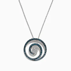 Necklaces & Pendants|Effy Jewelry Bella Bleu 14K White Gold Blue and White Diamond Pendant, 1.18 TCW