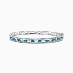 Bracelets|BH Multi Bella Bleu 14K White Gold Blue and White Diamond Bangle, 1.27 TCW