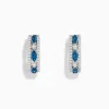 Earrings|BH Multi Bella Bleu 14K White Gold Blue and White Diamond Huggie Hoop Earrings