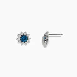 Earrings|Effy Jewelry Bella Bleu 14K White Gold Blue and White Diamond Earrings 1.20 TCW