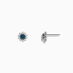 Earrings|Effy Jewelry Bella Bleu 14K White Gold Blue and White Diamond Earrings 0.50 TCW